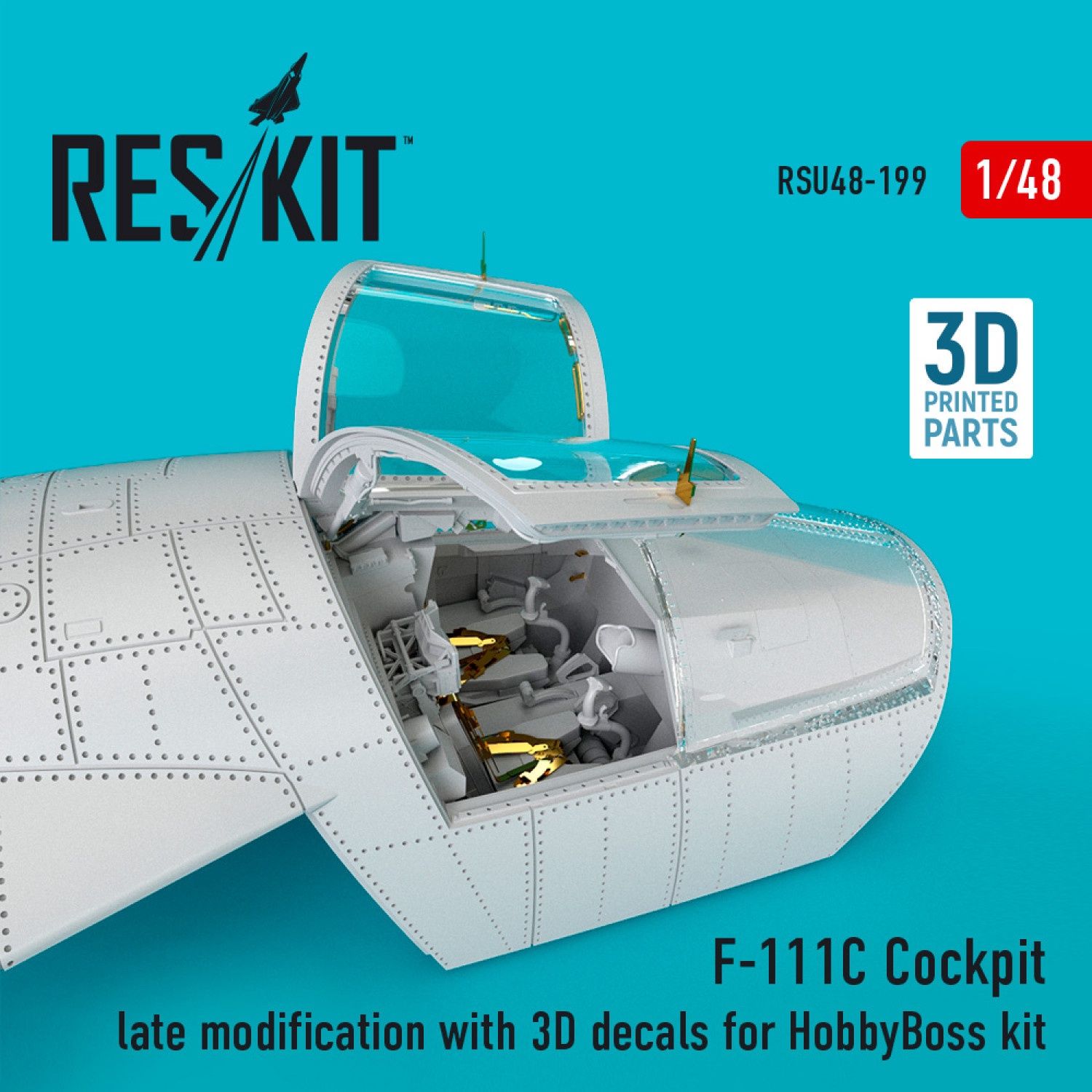 RSU48-0199 - F-111C Cockpit late modification with 3D decals for HobbyBoss kit - 1:48