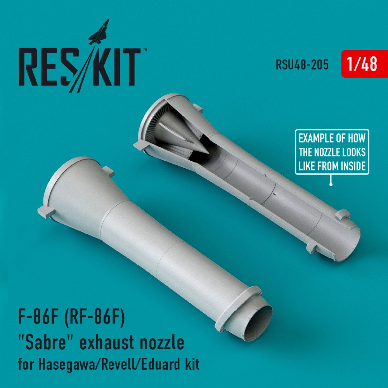 RSU48-0205 - F-86F (RF-86F) &quot;Sabre&quot; exhaust nozzles for Hasegawa/Revell/Eduard kit - 1:48