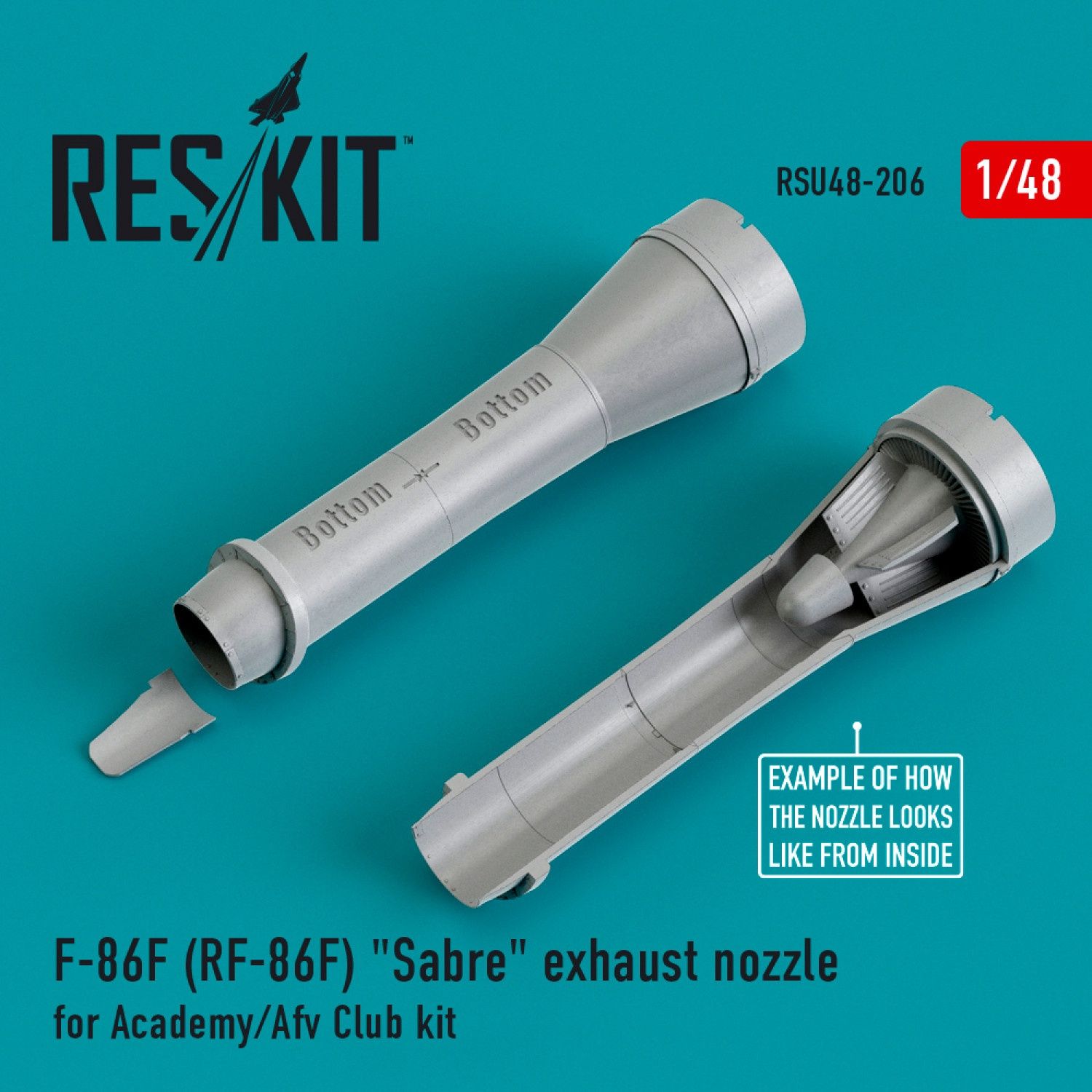 RSU48-0206 - F-86F (RF-86F) &quot;Sabre&quot; exhaust nozzles for Academy/Afv Club kit - 1:48