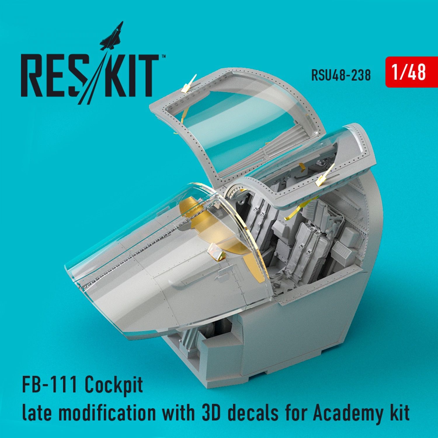 RSU48-0238 - FB-111 Cockpit late modification with 3D decals for Academy kit - 1:48