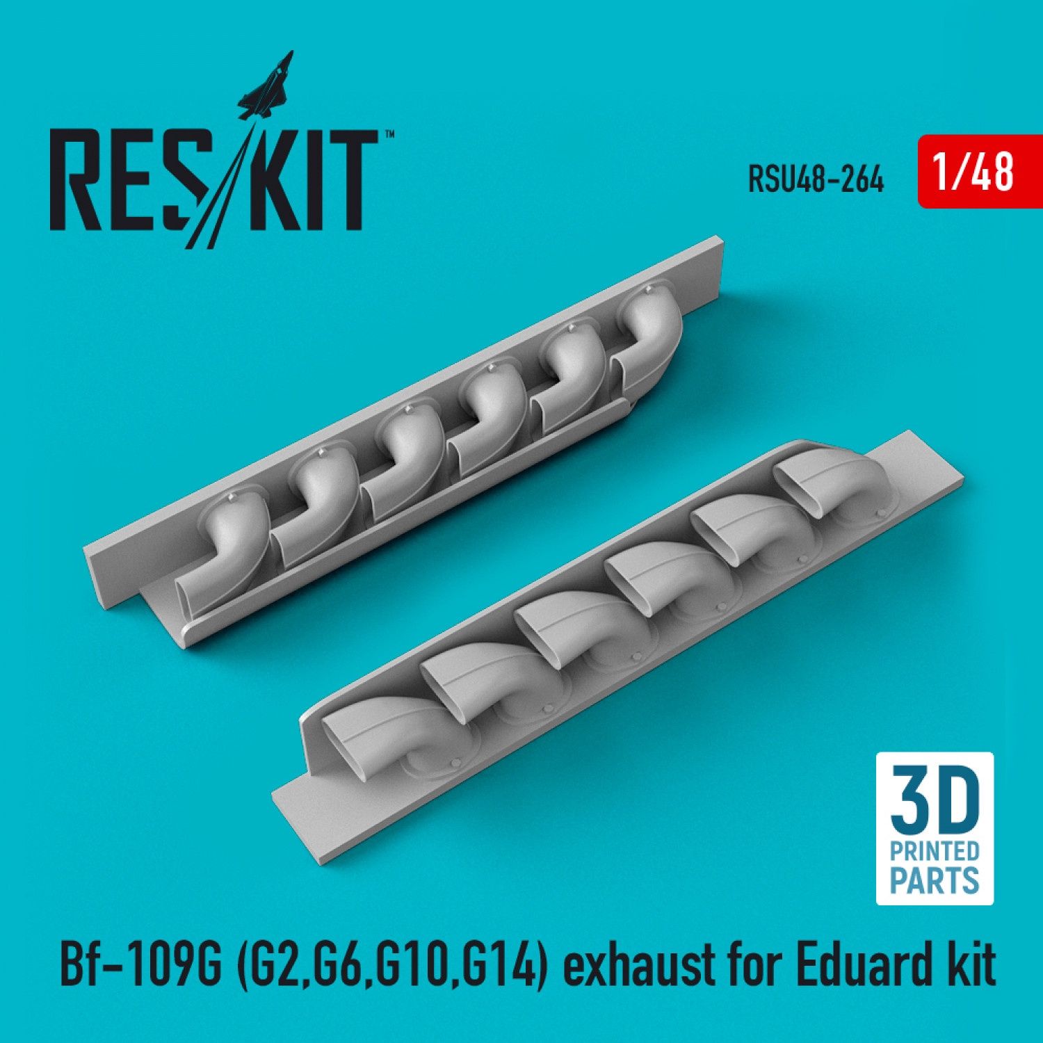 RSU48-0264 - Bf-109G (G2,G6,G10,G14) exhaust for Eduard kit (3D printing) - 1:48