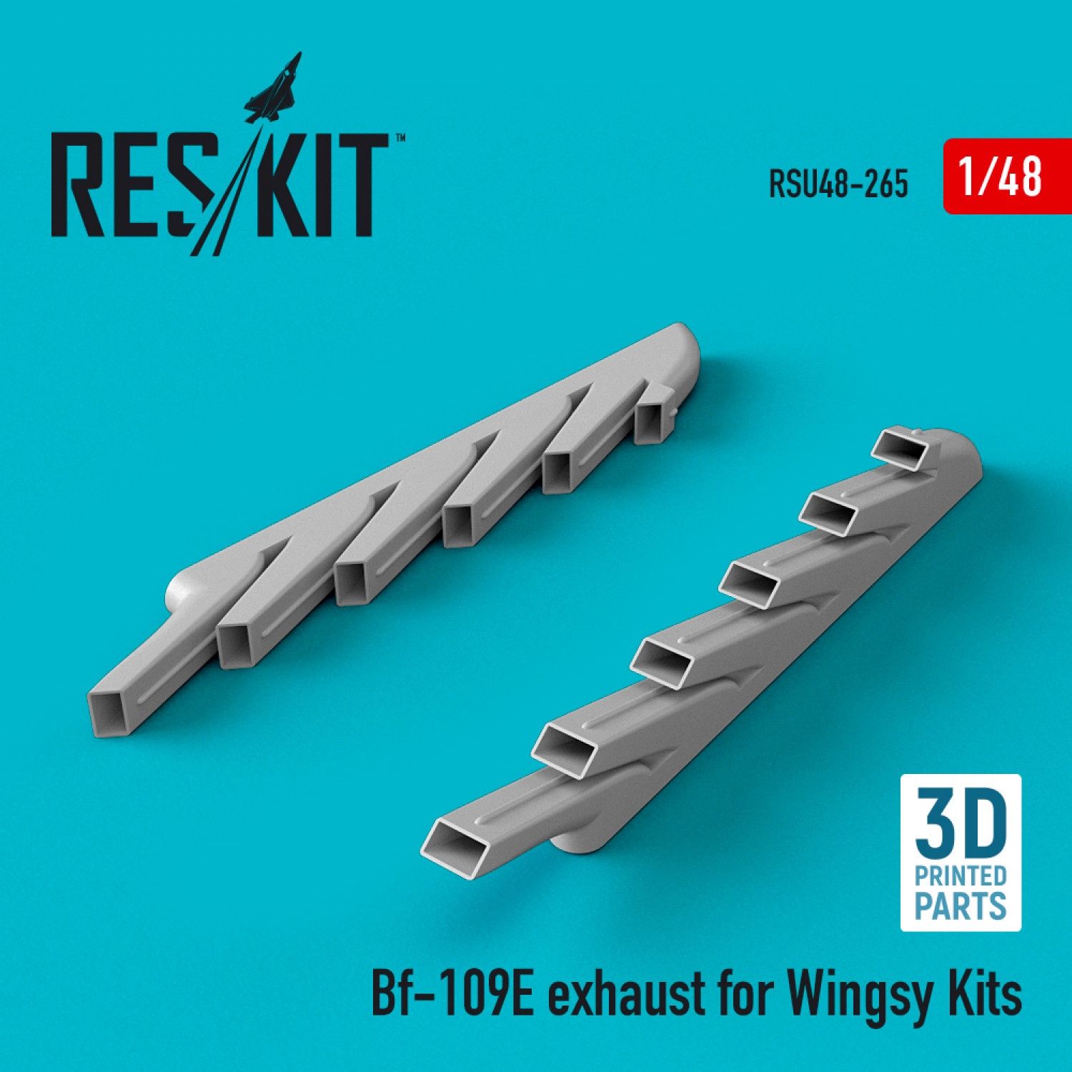 RSU48-0265 - Bf-109E exhaust for Wingsy Kits (3D Printing)  - 1:48