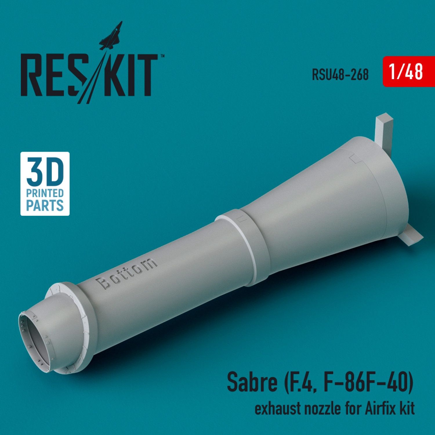 RSU48-0268 - Sabre (F.4, F-86F-40) exhaust nozzle for Airfix kit (3D Printed)  - 1:48