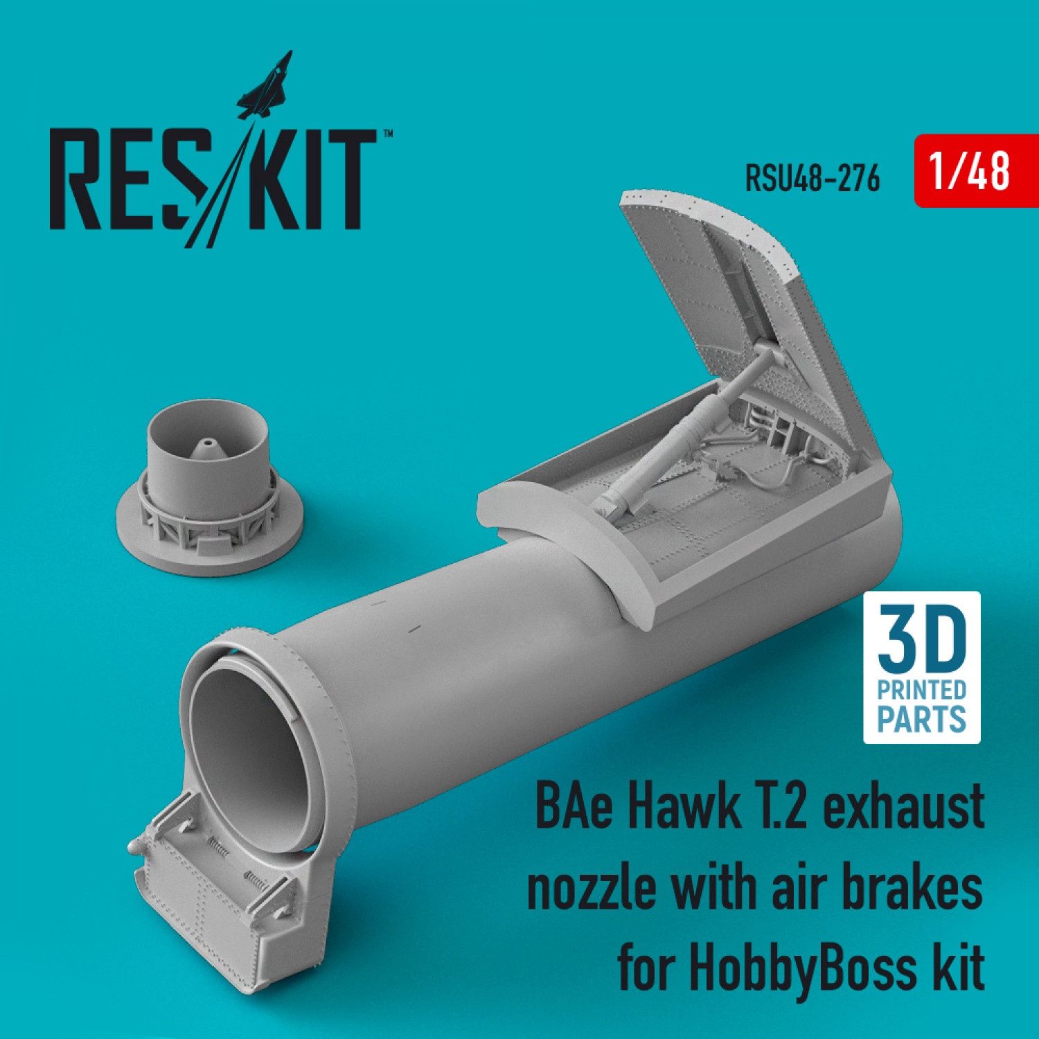 RSU48-0276 - BAe Hawk T.2 exhaust nozzle with air brakes for HobbyBoss kit (3D printing) - 1:48