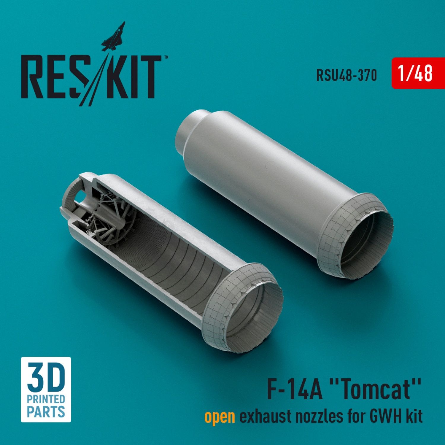 RSU48-0370 - F-14A &quot;Tomcat&quot; open exhaust nozzles for GWH kit (3D Printed)  - 1:48