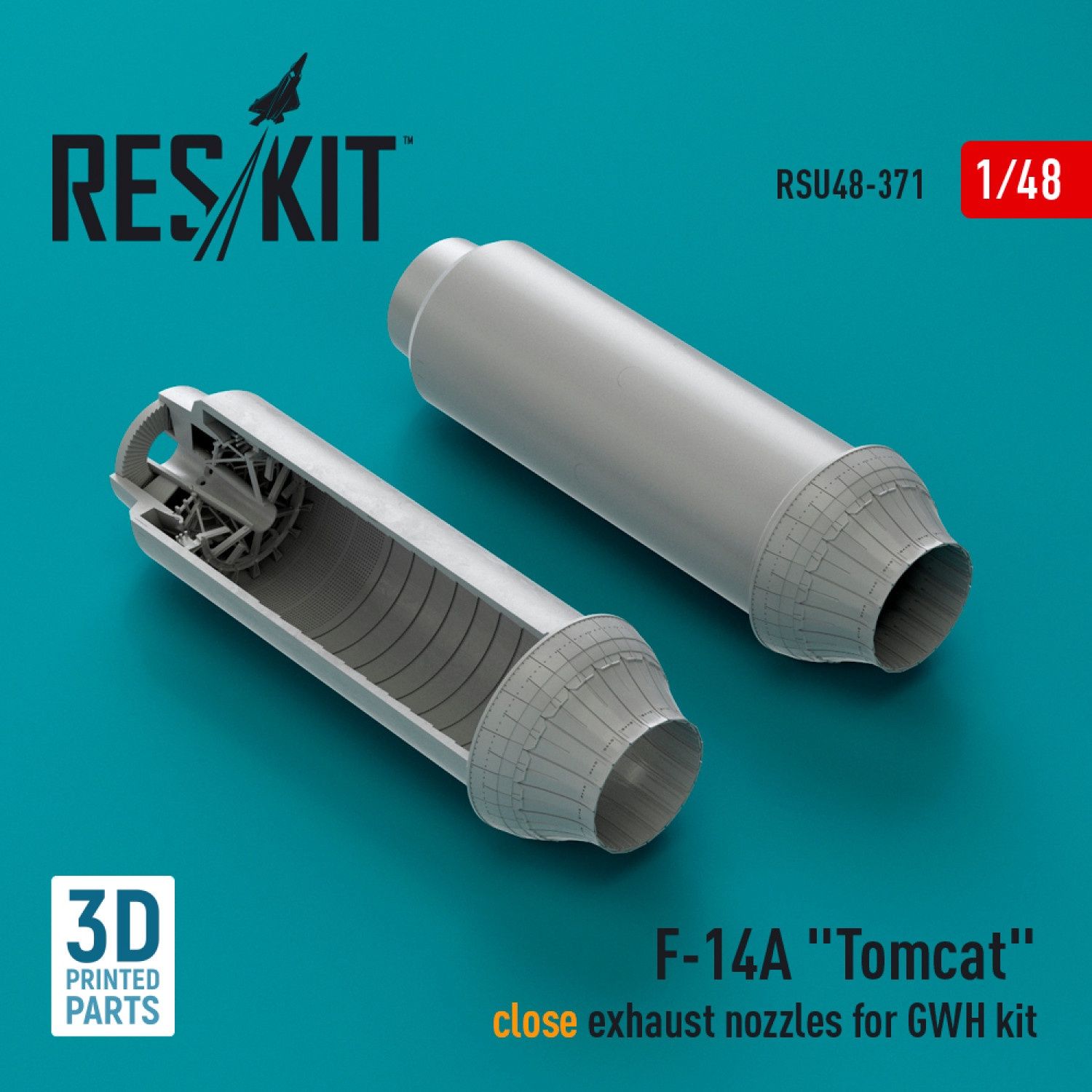 RSU48-0371 - F-14A &quot;Tomcat&quot; close exhaust nozzles for GWH kit (3D Printed)  - 1:48