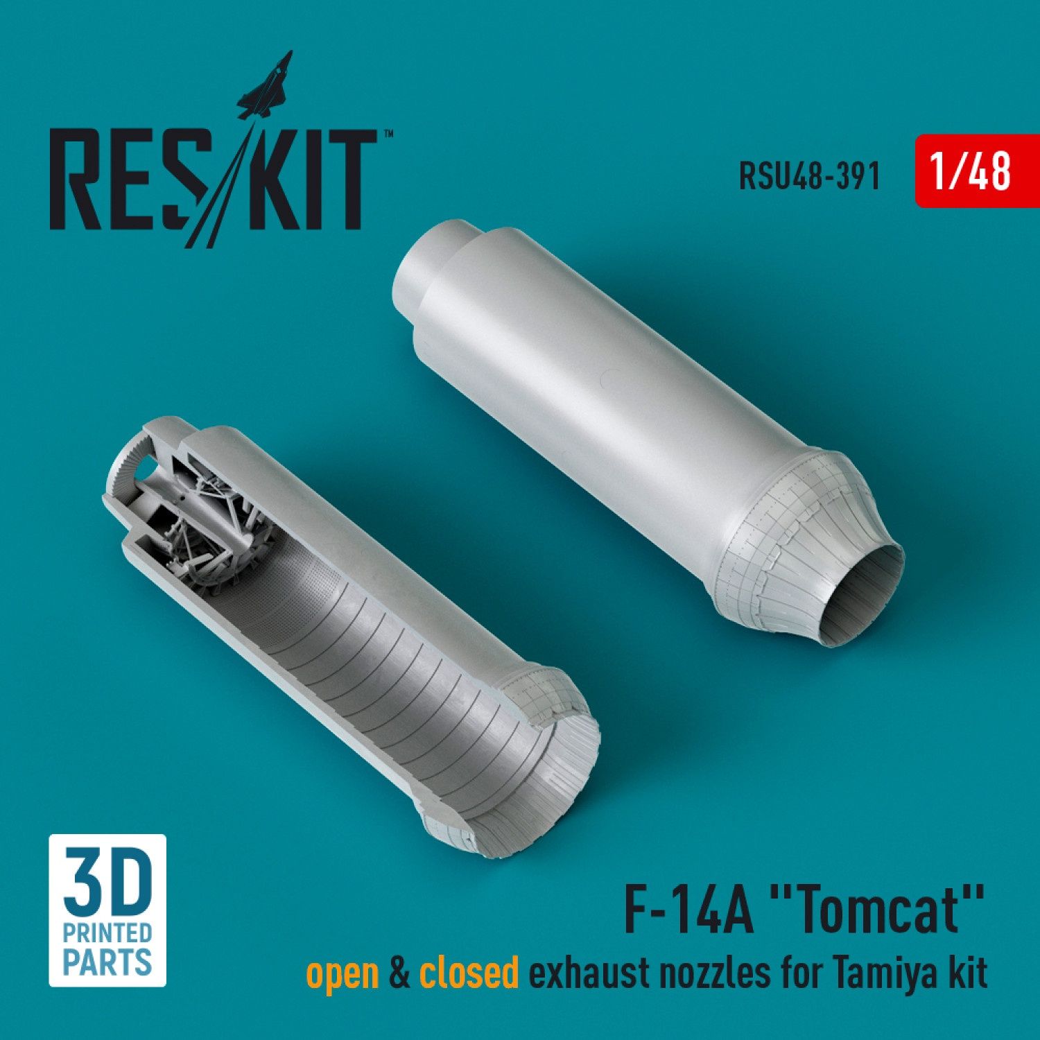 RSU48-0391 - F-14A &quot;Tomcat&quot; open &amp; closed exhaust nozzles for Tamiya kit (3D Printed)  - 1:48
