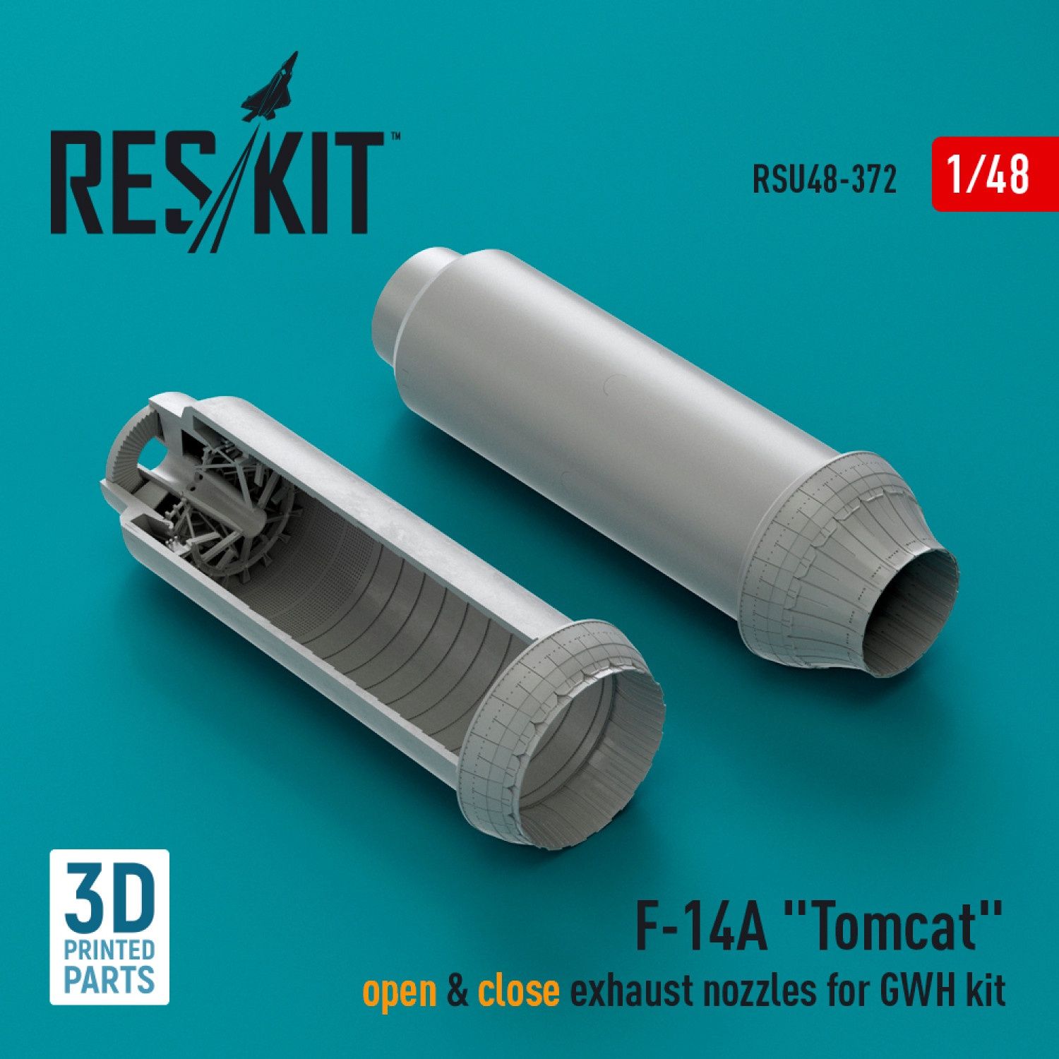 RSU48-0372 - F-14A &quot;Tomcat&quot; open &amp; close exhaust nozzles for GWH kit (3D Printed)  - 1:48