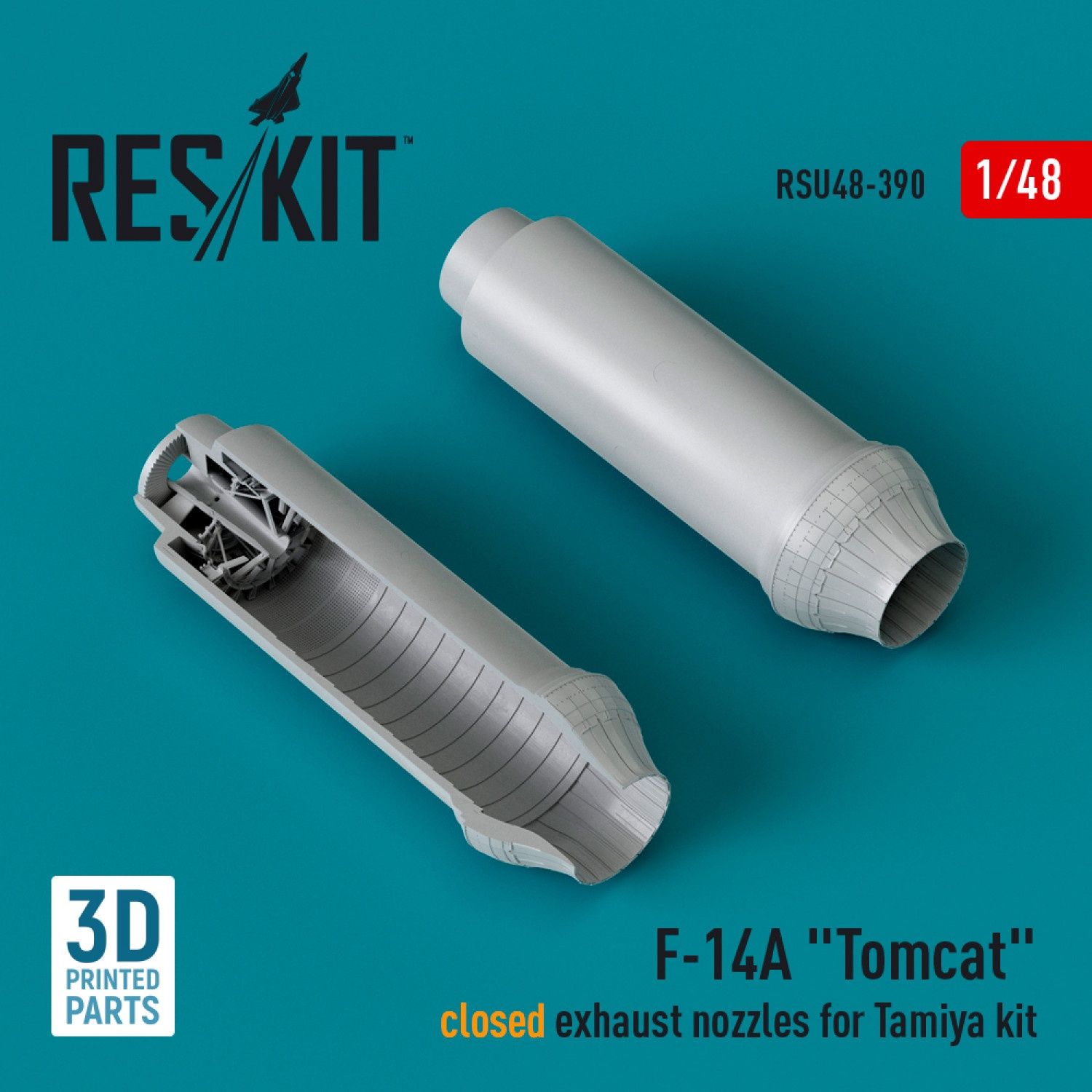 RSU48-0390 - F-14A &quot;Tomcat&quot; closed exhaust nozzles for Tamiya kit (3D Printed)  - 1:48