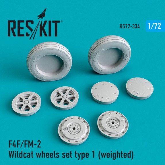 RS72-0334 - F4F/FM-2 Wildcat wheels set type 1 (weighted) - 1:72