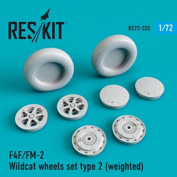 RS72-0335 - F4F/FM-2 Wildcat wheels set type 2 (weighted) - 1:72