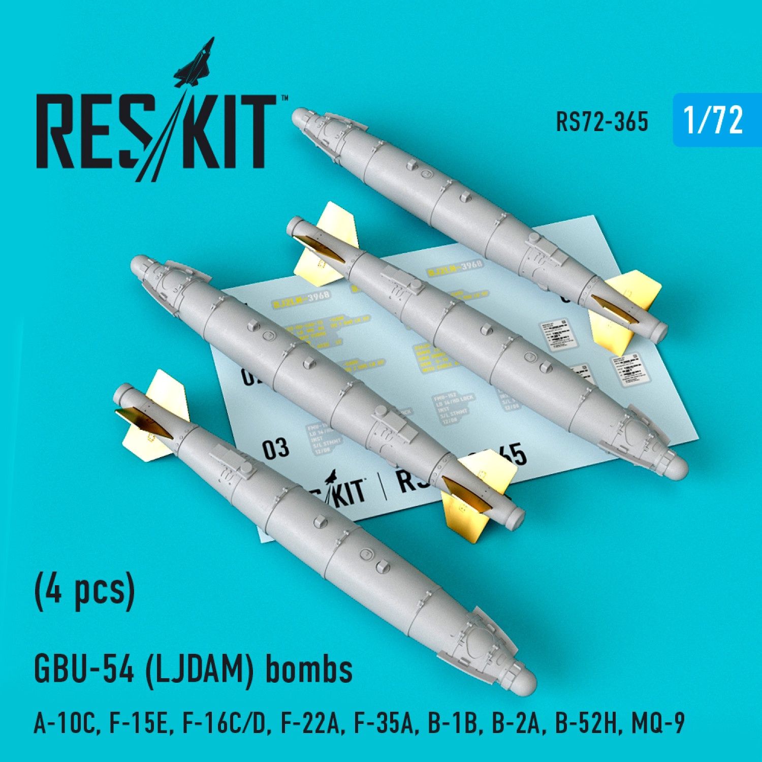 RS72-0365 - GBU-54 (LJDAM) bombs (4 pcs) (A-10C, F-15E, F-16C/D, F-22A, F-35A, B-1B, B-2A, B-52H, MQ-9) - 1:72
