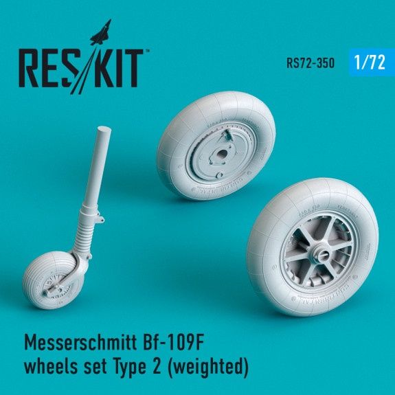 RS72-0350 - Messerschmitt Bf-109F (G Early) wheels set Type 2 (weighted) - 1:72