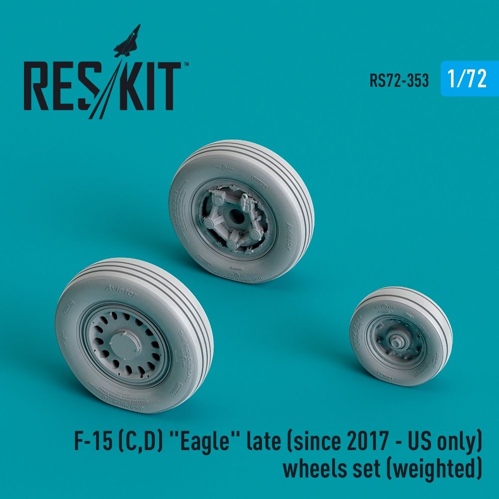 RS72-0353 - F-15 (C,D) &quot;Eagle&quot; late (since 2017 - US only) wheels set (weighted) - 1:72