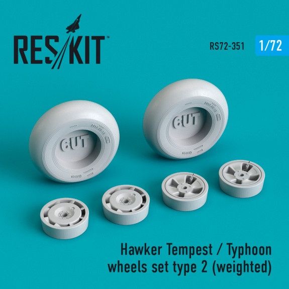 RS72-0351 - Hawker Tempest/Typhoon wheels set type 2  (weighted) - 1:72