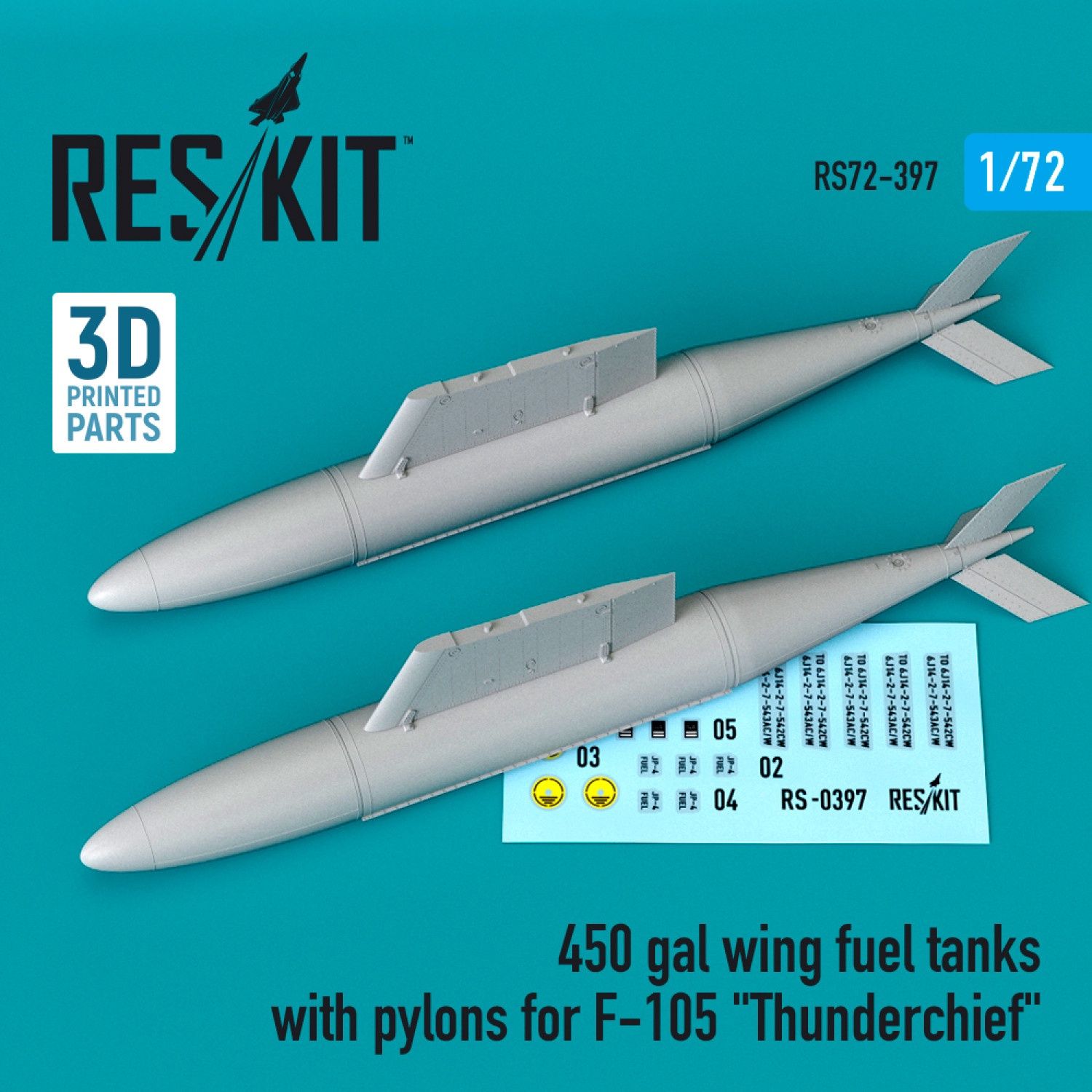 RS72-0397 - 450 gal wing fuel tanks with pylons for F-105 &quot;Thunderchief&quot; (2 pcs) - 1:72