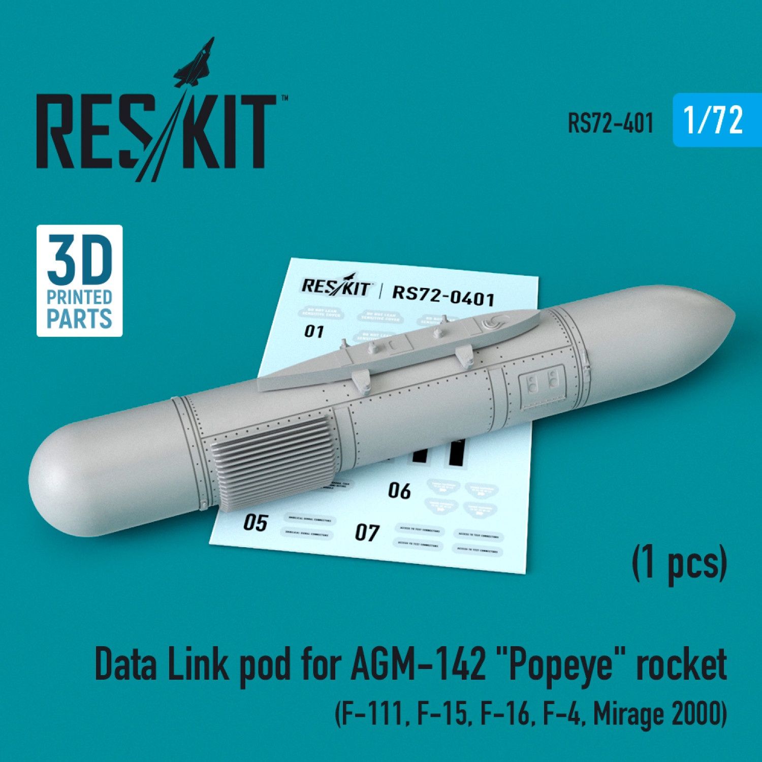 RS72-0401 - Data Link pod for AGM-142 &quot;Popeye&quot; rocket (F-15, F-16, F-4, Mirage 2000, F-111) - 1:72