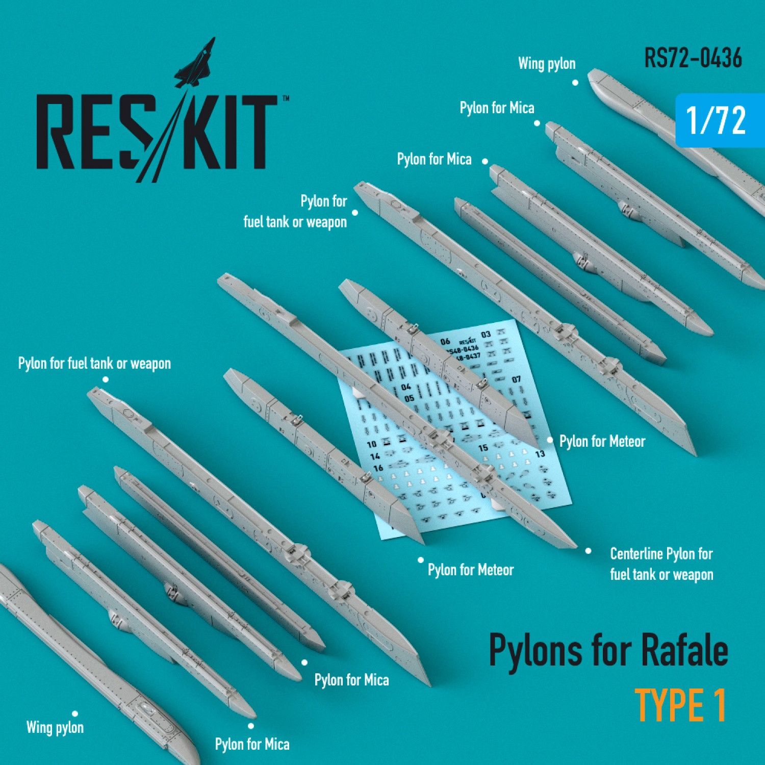 RS72-0436 - Pylons for Rafale type 1  - 1:72