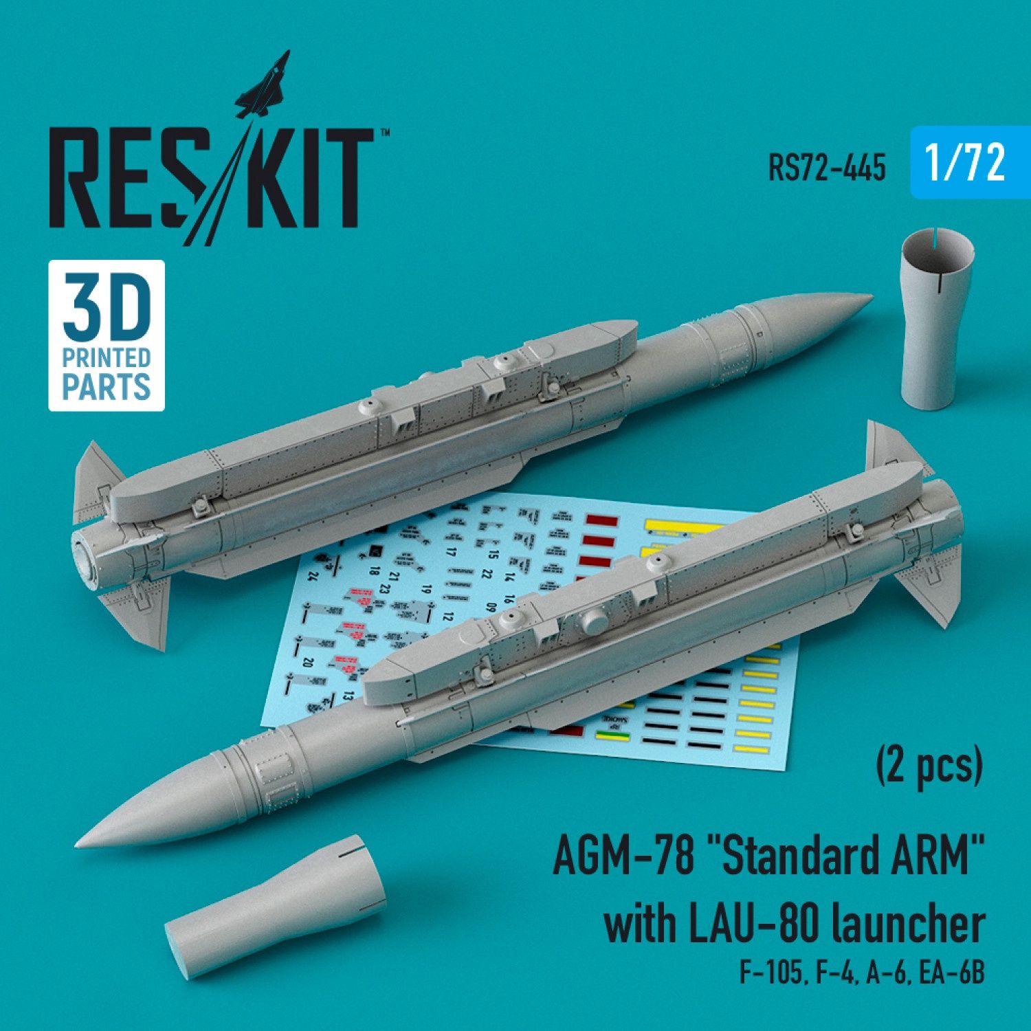RS72-0445 - AGM-78 &quot;Standard ARM&quot; with LAU-80 launcher (2 pcs) (F-105,F-4,A-6,EA-6B)  - 1:72