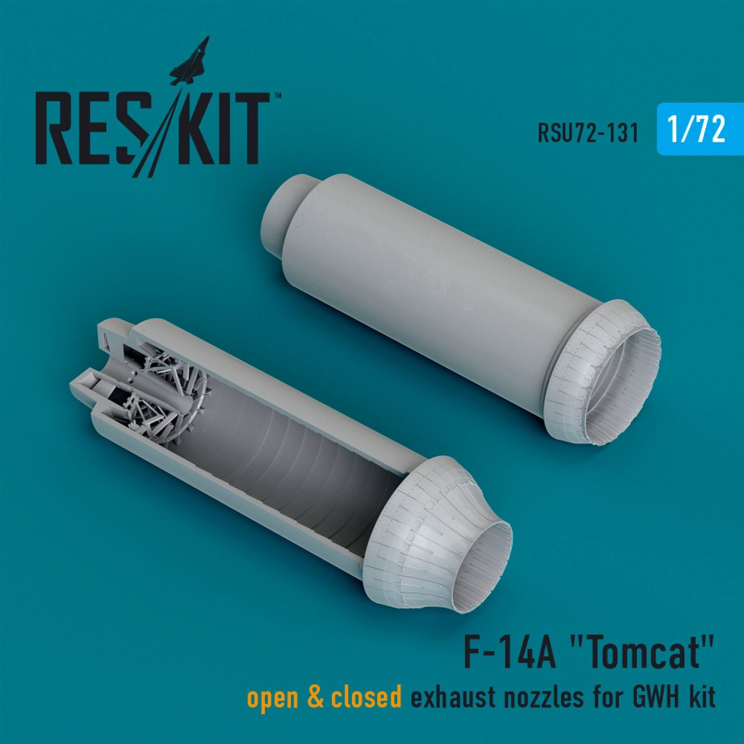 RSU72-0131 - F-14A &quot;Tomcat&quot; open &amp; closed exhaust nozzles for GWH kit (3D Printed)  - 1:72