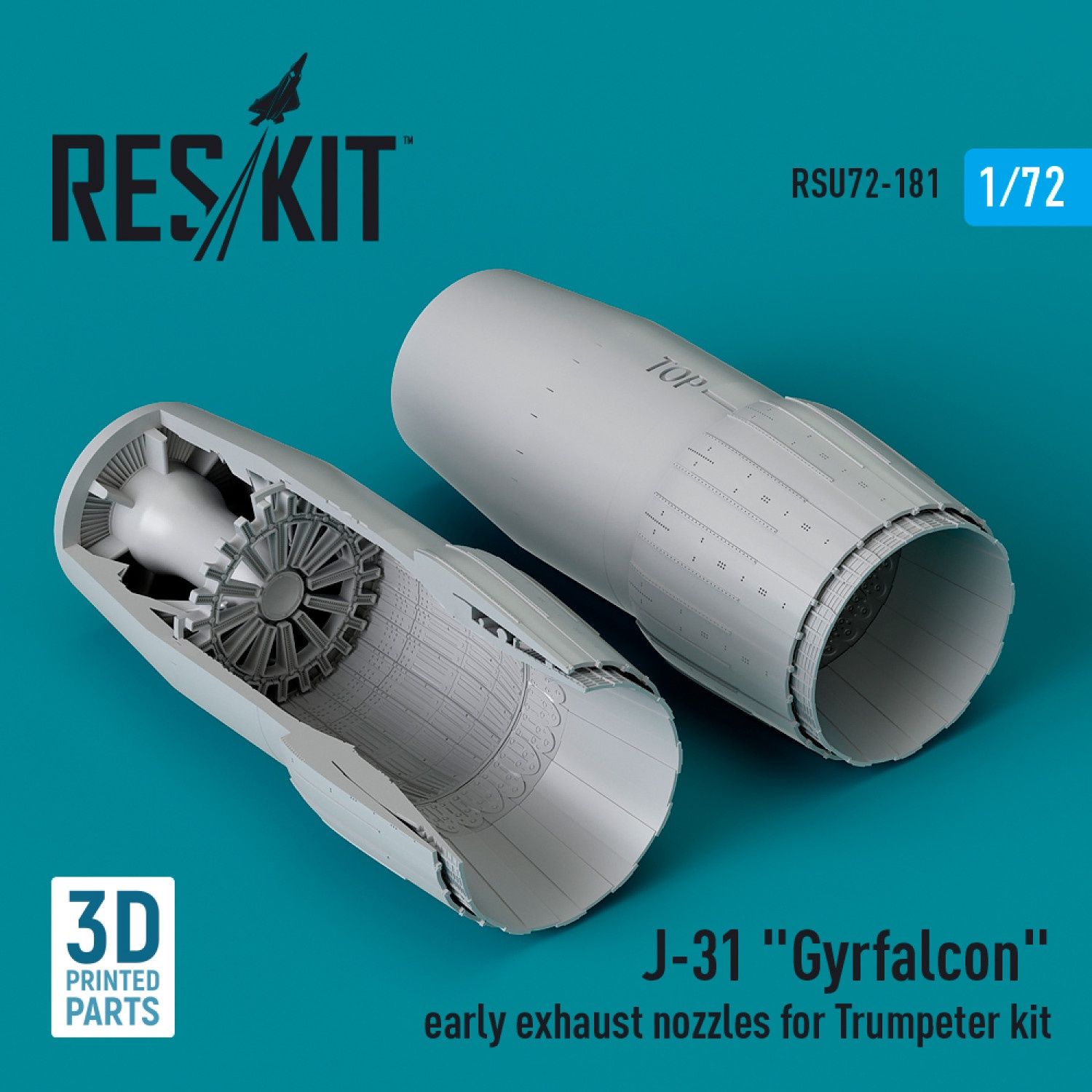 RSU72-0181 - J-31 &quot;Gyrfalcon&quot; early exhaust nozzles for Trumpeter kit (3D Printed)  - 1:72