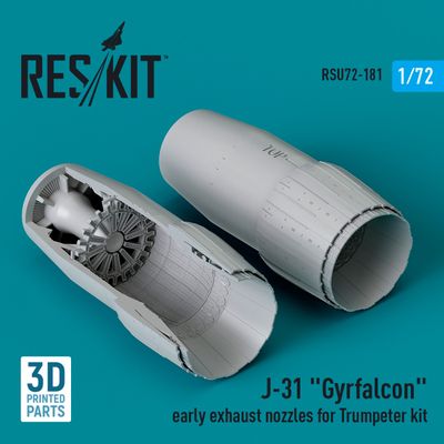 RSU72-0181 - J-31 "Gyrfalcon" early exhaust nozzles for Trumpeter kit (3D Printed)  - 1:72