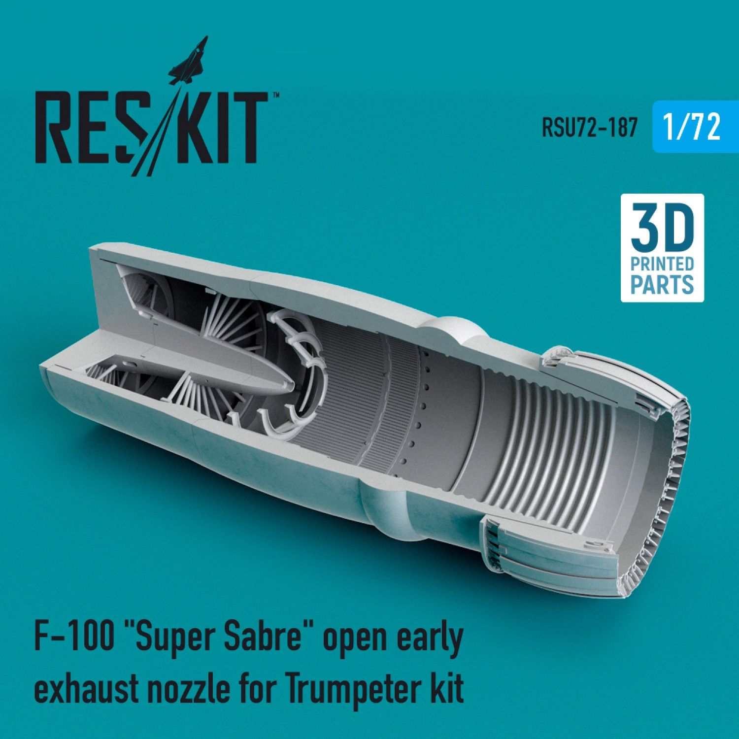 RSU72-0187 - F-100 &quot;Super Sabre&quot; open early exhaust nozzle for Trumpeter kit - 1:72