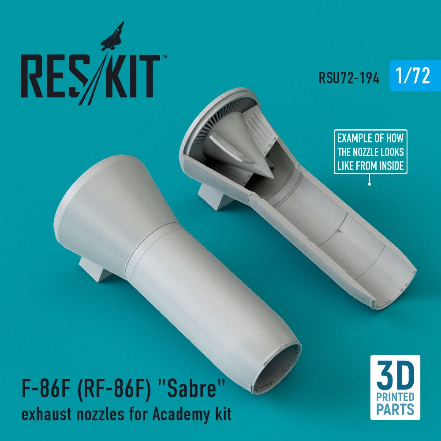 RSU72-0194 - F-86F (RF-86F) &quot;Sabre&quot; exhaust nozzles for Academy kit - 1:72
