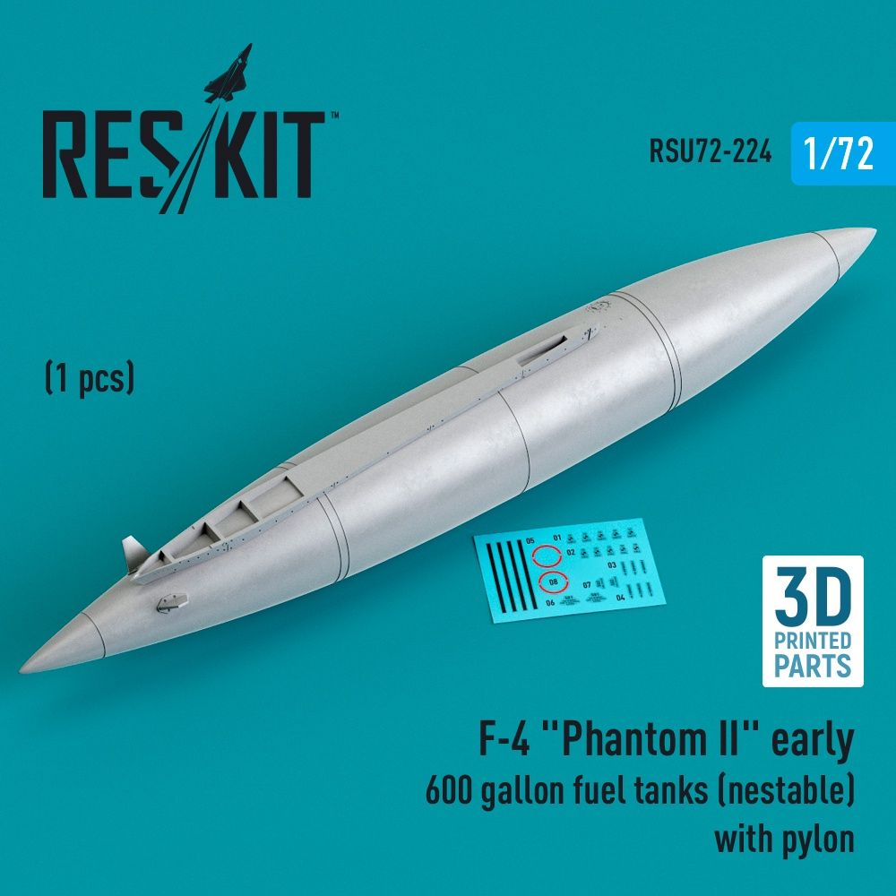 RSU72-0224 - F-4 &quot;Phantom II&quot; early 600 gallon fuel tanks (nestable) with pylon (1 pcs) - 1:72