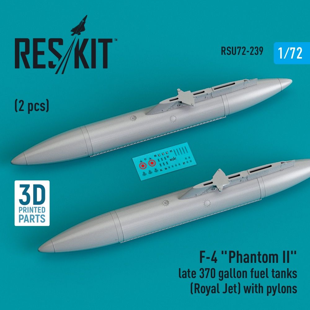 RSU72-0239 - F-4 &quot;Phantom II&quot; late 370 gallon fuel tanks (Royal Jet) with pylons (2 pcs) - 1:72