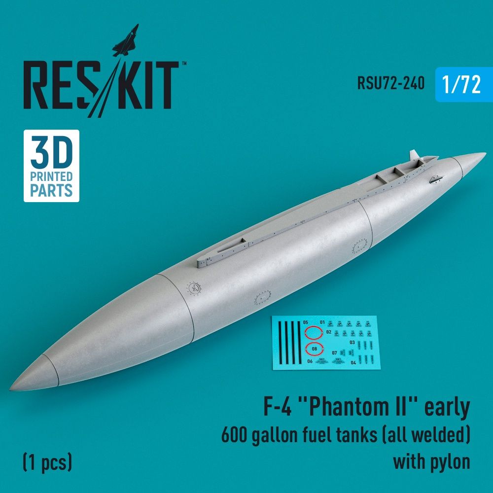 RSU72-0240 - F-4 &quot;Phantom II&quot; early 600 gallon fuel tanks (all welded) with pylons (1 pcs) - 1:72