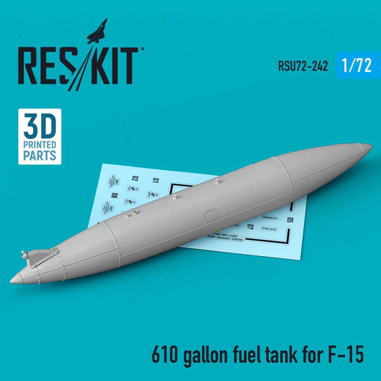 RSU72-0242 - 610 gallon fuel tank for F-15 (1 pcs) (3D printing) - 1:72