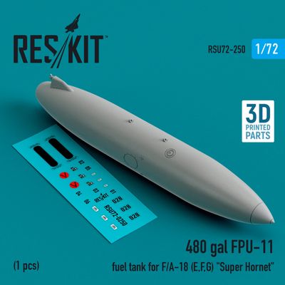 RSU72-0250 - 480 gallon FPU-11 fuel tank for F/A-18 (E,F,G) "Super Hornet" (1 pcs) (3D Printed)  - 1:72