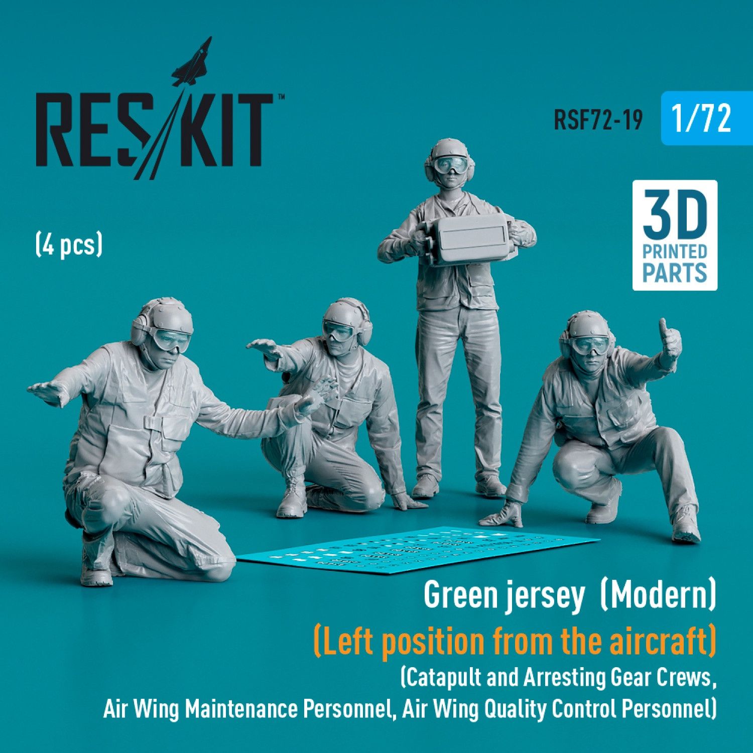RSF72-0019 - Green jersey  (Modern) (Left position from the aircraft) (Catapult and Arresting Gear Crews, Air Wing Maintenance Personnel, Air Wing Quality Control Personnel) (4 pcs) (3D Printed)  - 1: