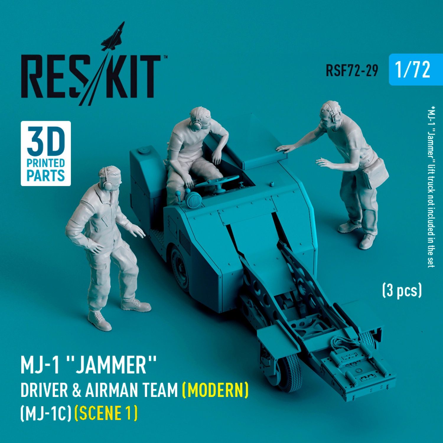 RSF72-0029 - MJ-1 &quot;Jammer&quot; Driver &amp; airman team (Modern) (MJ-1C) (scene 1) (3 pcs) (3D Printed)  - 1:72