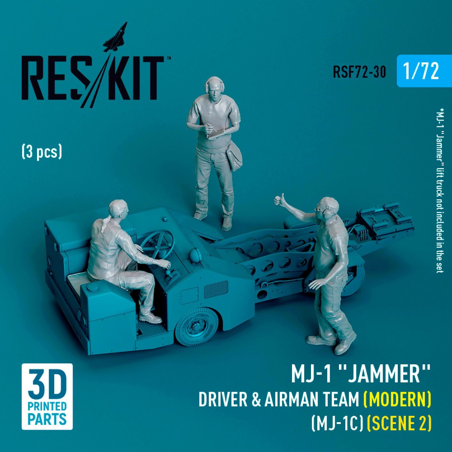 RSF72-0030 - MJ-1 &quot;Jammer&quot; Driver &amp; airman team (Modern) (MJ-1C) (scene 2) (3 pcs) (3D Printed)  - 1:72