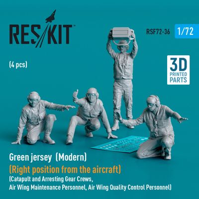 RSF72-0036 - Green jersey (Modern) (Right position from the aircraft) Catapult and Arresting Gear Crews, Air Wing Maintenance Personnel, Air Wing Quality Control Personnel (4 pcs) (3D Printed)  - 1:72