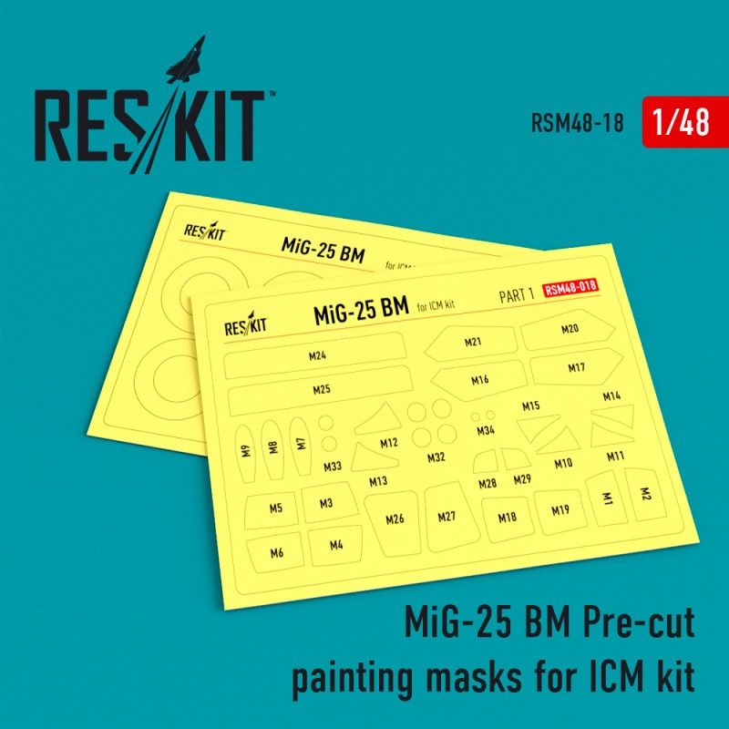 RSM48-0018 - MiG-25 BM Pre-cut painting masks for ICM kit - 1:48