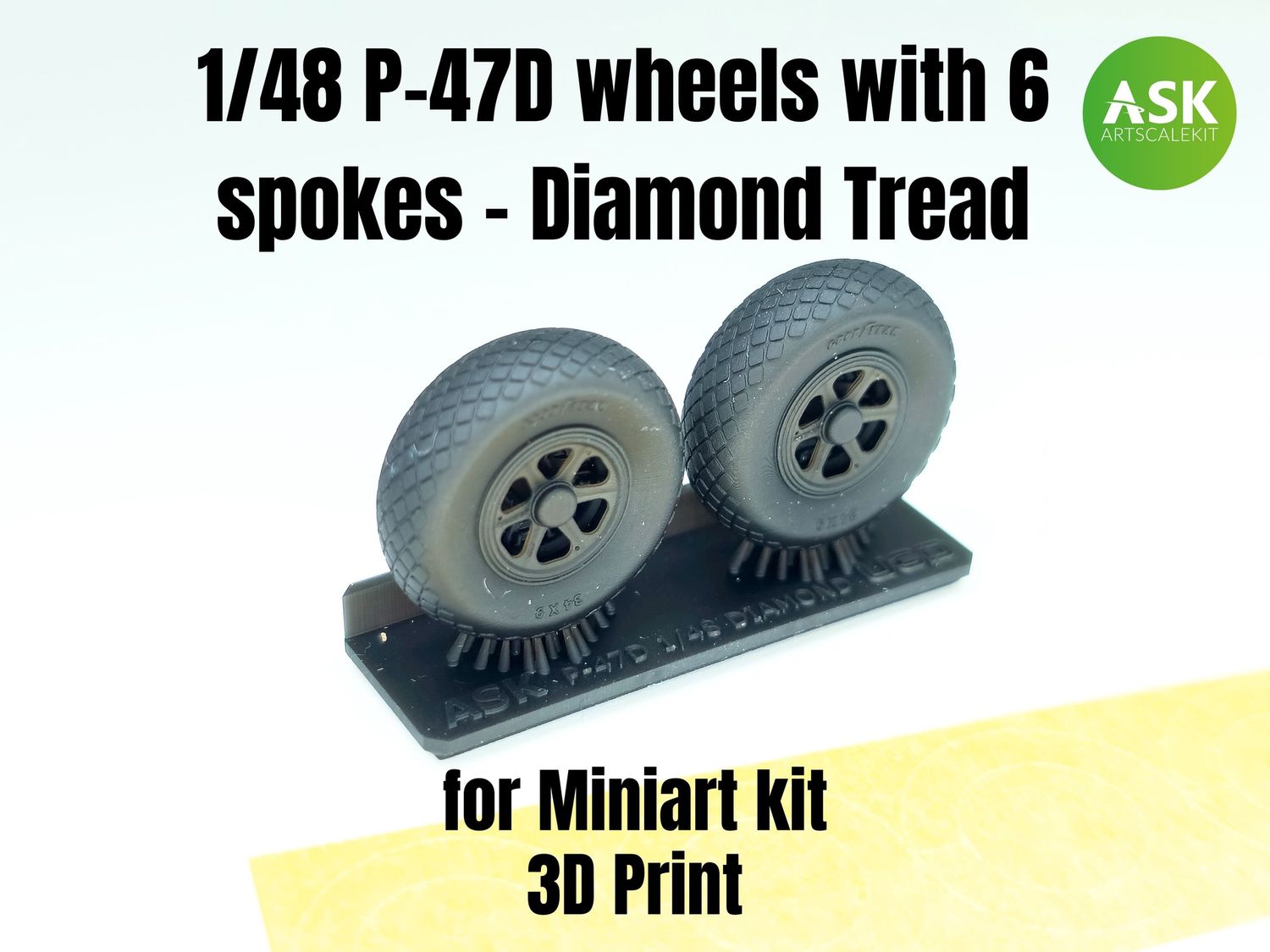 200-A48008 - P-47D wheels with 6 spokes - Diamond Tread and masks - 1:48