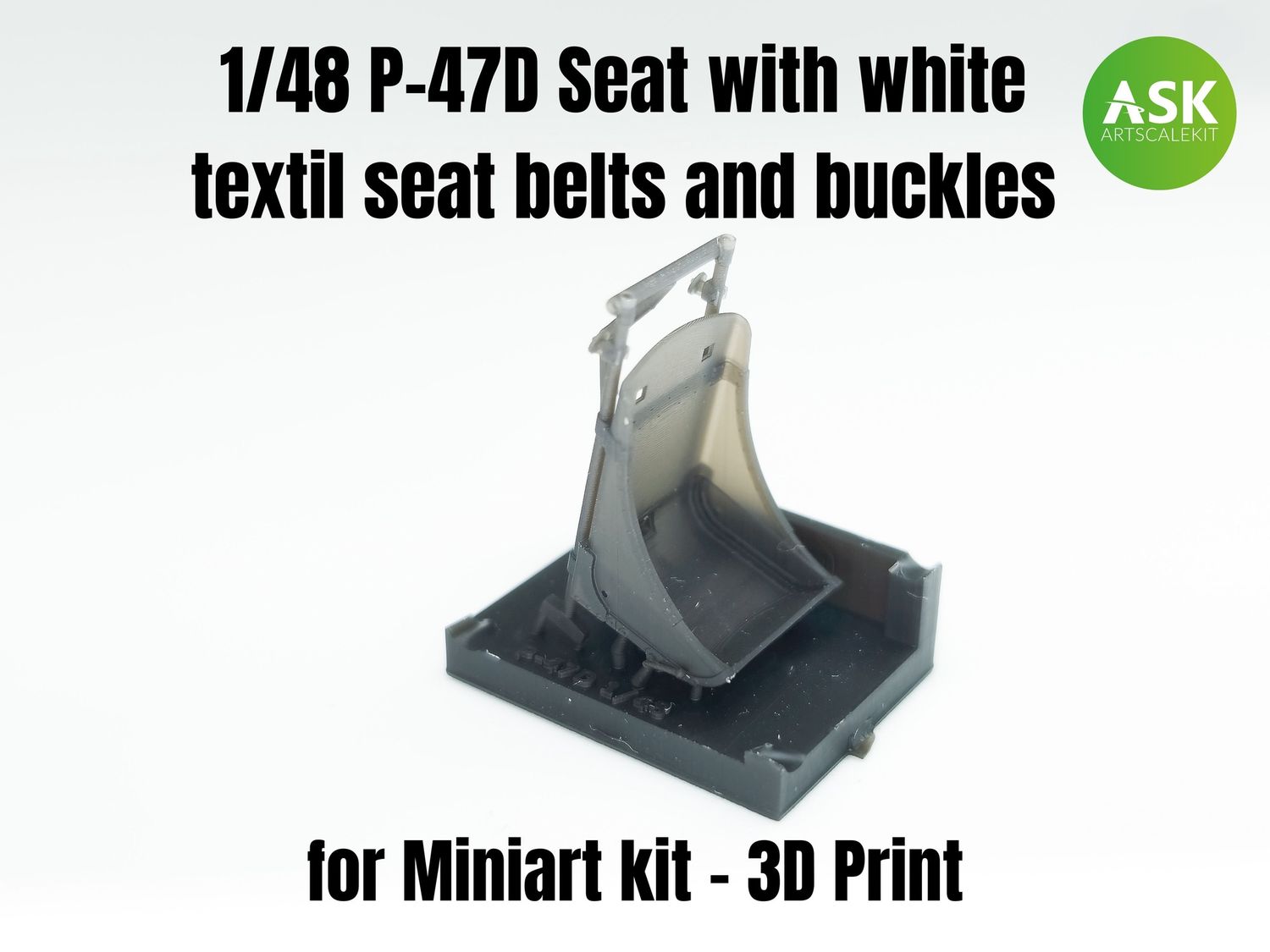 200-A48007 - P-47D Seat with white textil seat belts and buckles - 1:48