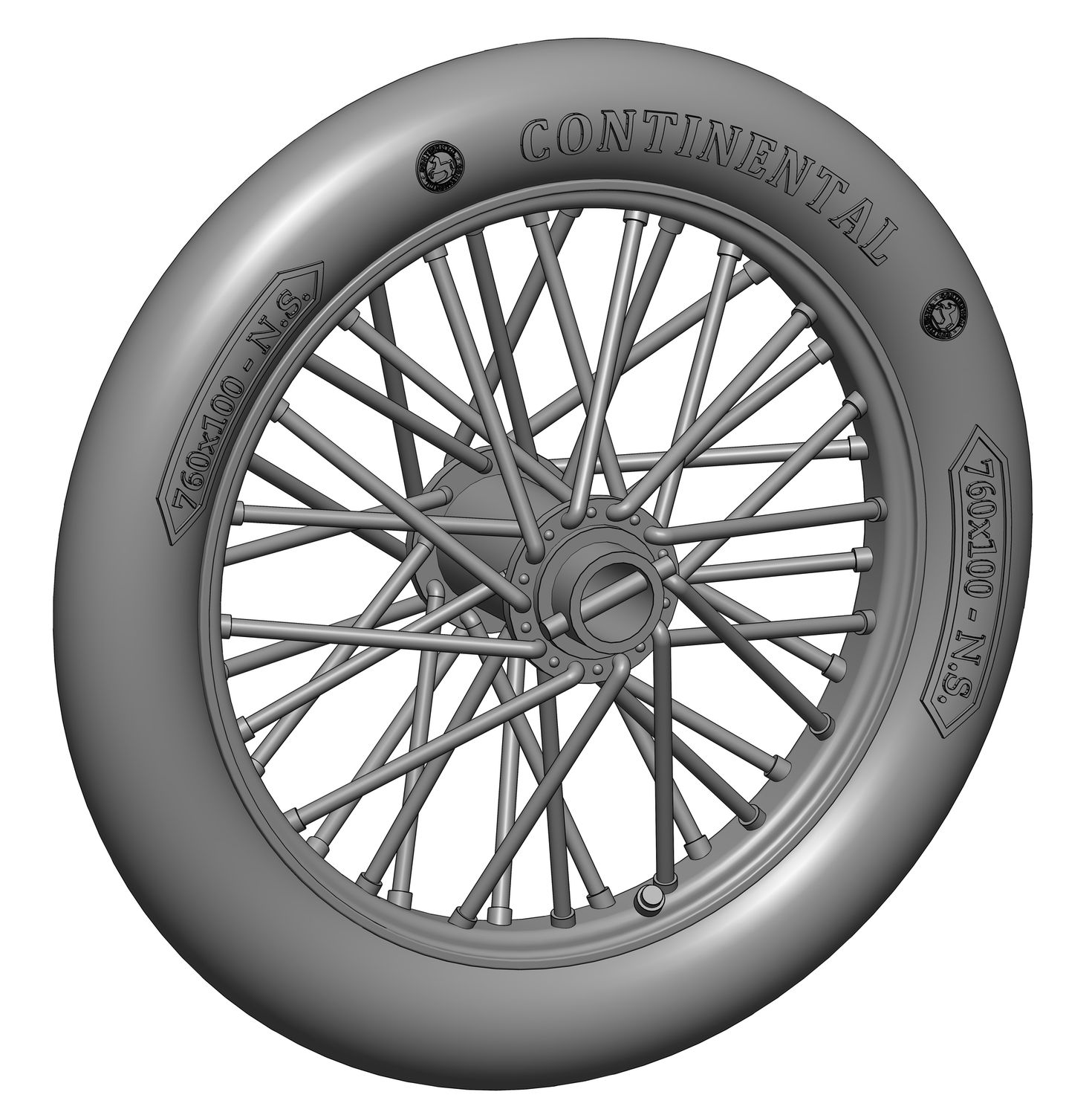 200-A48018 - German 760x100 spoked wheels - 1 pair - 1:48