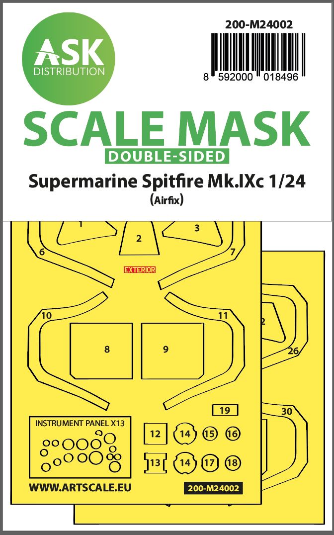 200-M24002 - Spitfire Mk.IX double-sided masks for Airfix - 1:24