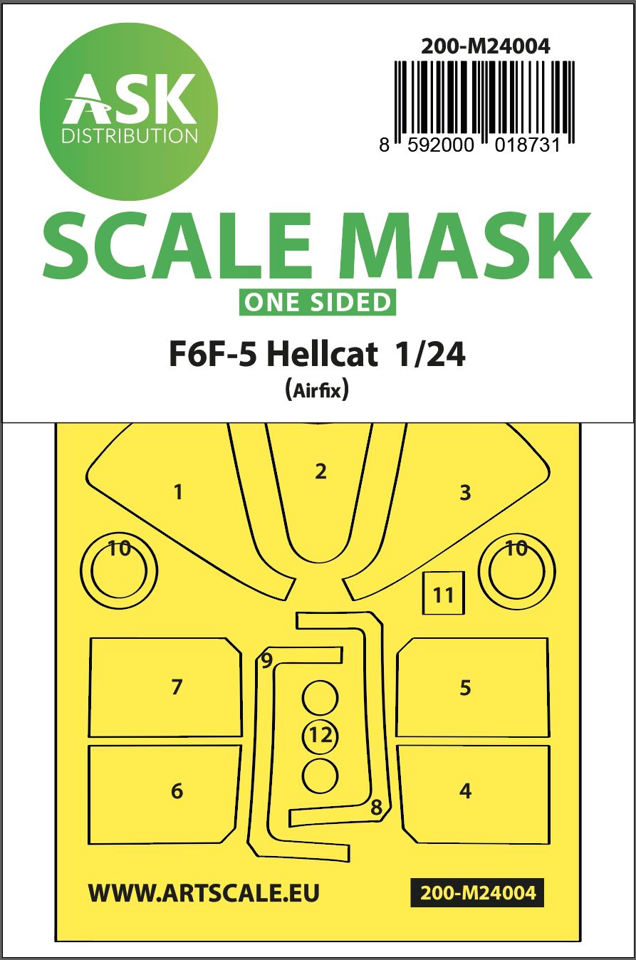 200-M24004 - F6F-5 Hellcat one-sided express masks for Airfix - 1:24