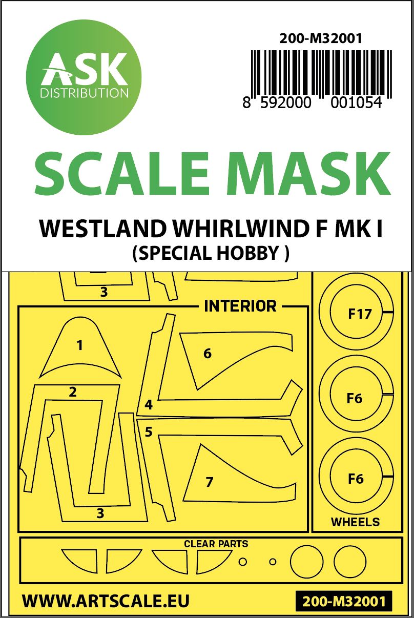 200-M32001 - Westland Whirlwind Mk.I double-sided painting mask for Special Hobby - 1:32