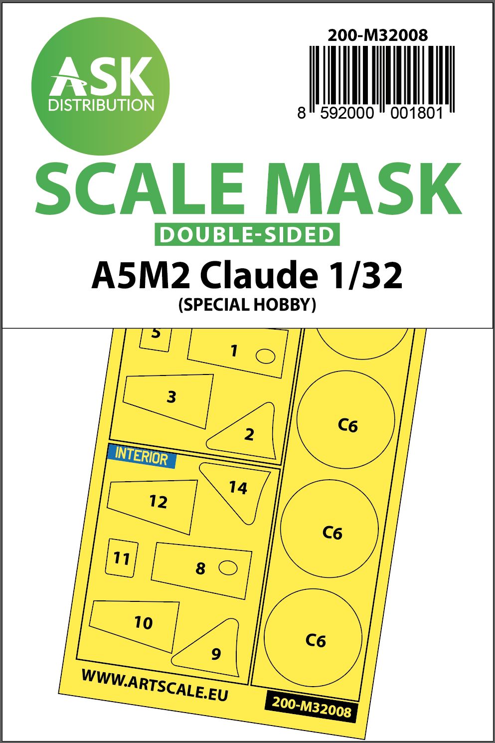 200-M32008 - A5M2 Claude double-sided express mask for Special Hobby - 1:32