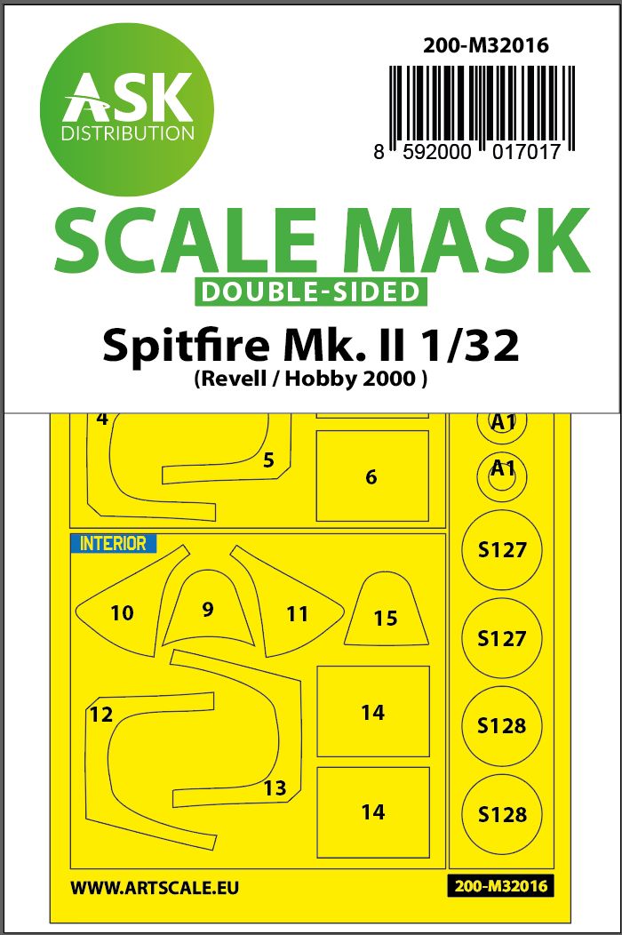 200-M32016 - Spitfire Mk.II double-sided express masks for Revell/Hobby2000 - 1:32