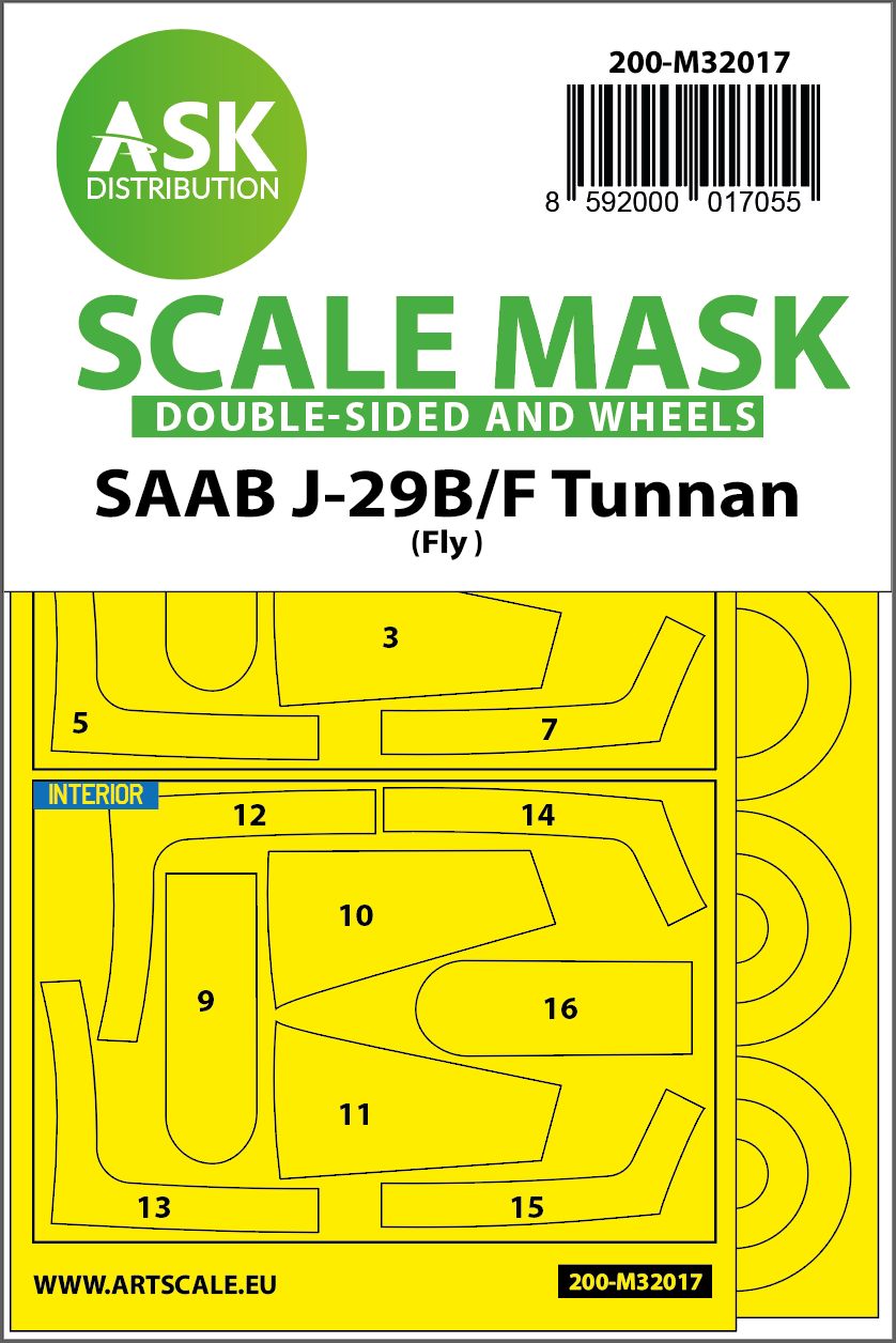 200-M32017 - SAAB J-29B/F double-sided express masks for Fly - 1:32