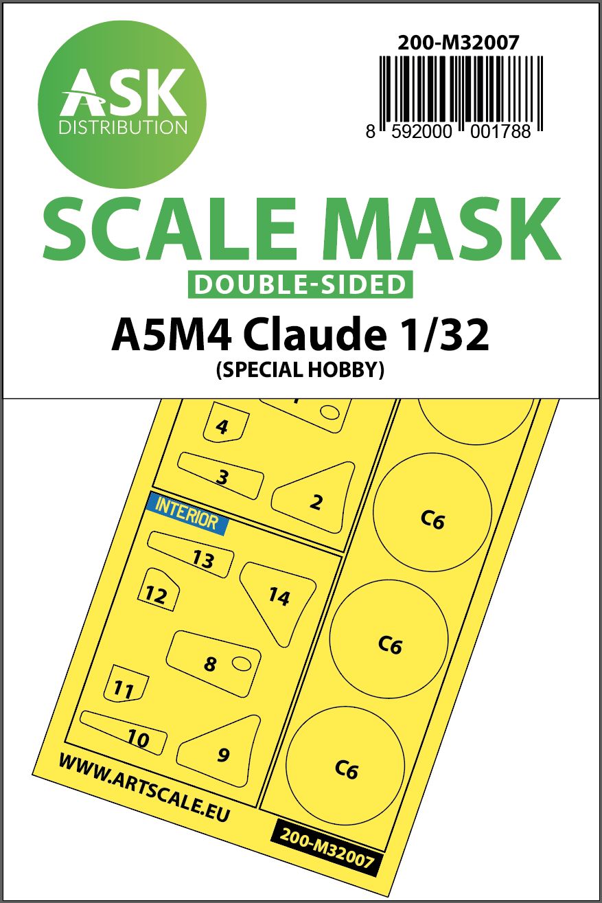 200-M32007 - A5M4 Claude double-sided express mask for Special Hobby - 1:32
