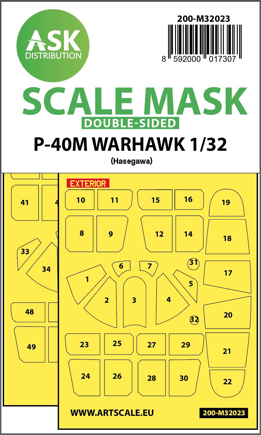 200-M32023 - P-40M Warhawk double-sided express masks for Hasegawa/Hobby2000 - 1:32