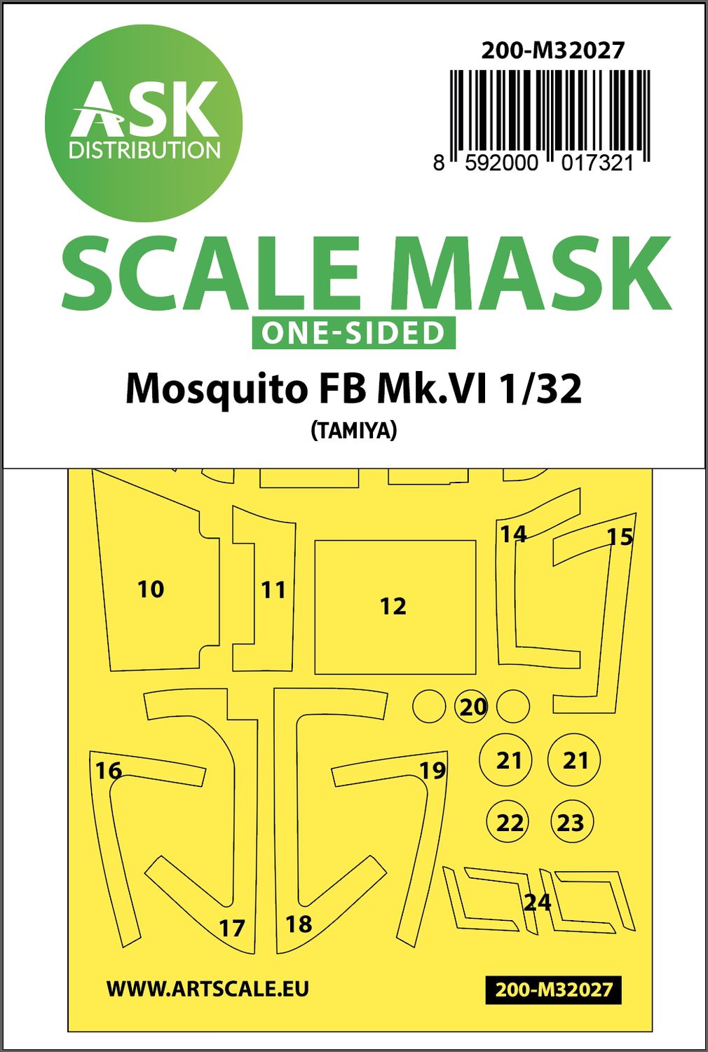 200-M32027 - Mosquito FB Mk.VI one-sided express masks for Tamiya - 1:32